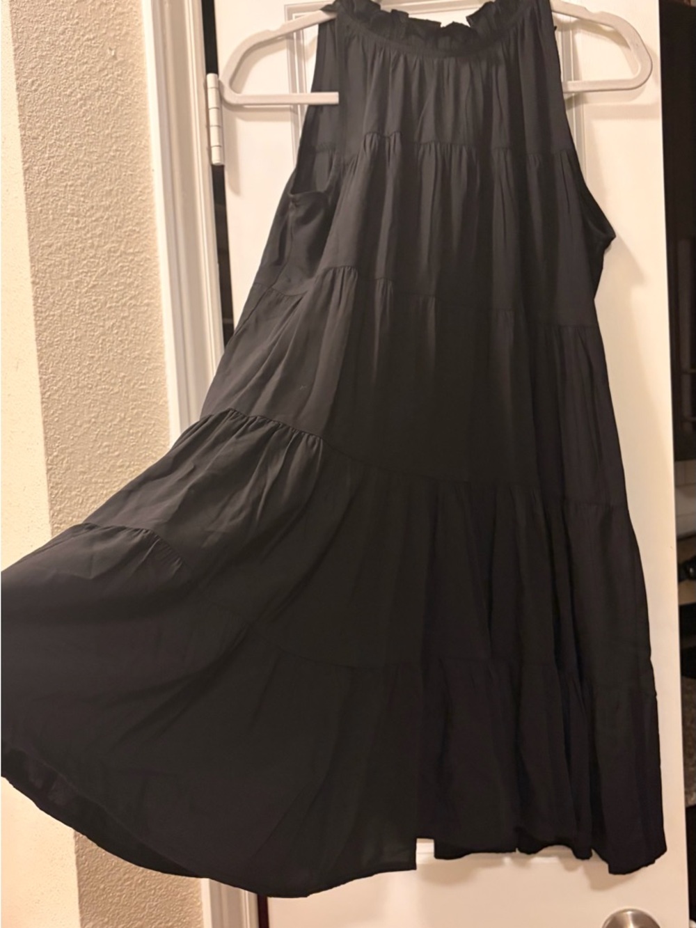 Pinch Black Sleeveless Tiered Midi Dress with Back Tue Bow. Never Worn.